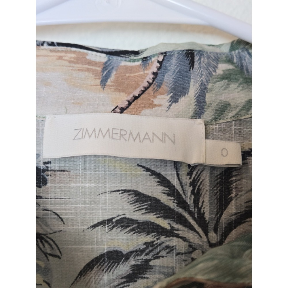 Zimmermann Vacay Shirt Short Sleeve Button Down Oversized Surf Printed Beach Med - Picture 2 of 12